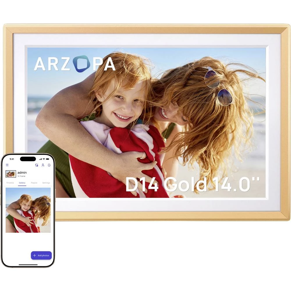 Arzopa D14 digitalni okvir za fotografije 35.6 cm 14 palac Energetska učinkovitost 2021: A (A - G) 1920 x 1200 Pixel 32 slika