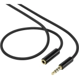SpeaKa Professional-JACK audio produžni kabel [1x JACK utikač 3.5 mm - 1x JACK utičnica 3.5 mm] 1 m crn pozlaćene utične spojnic