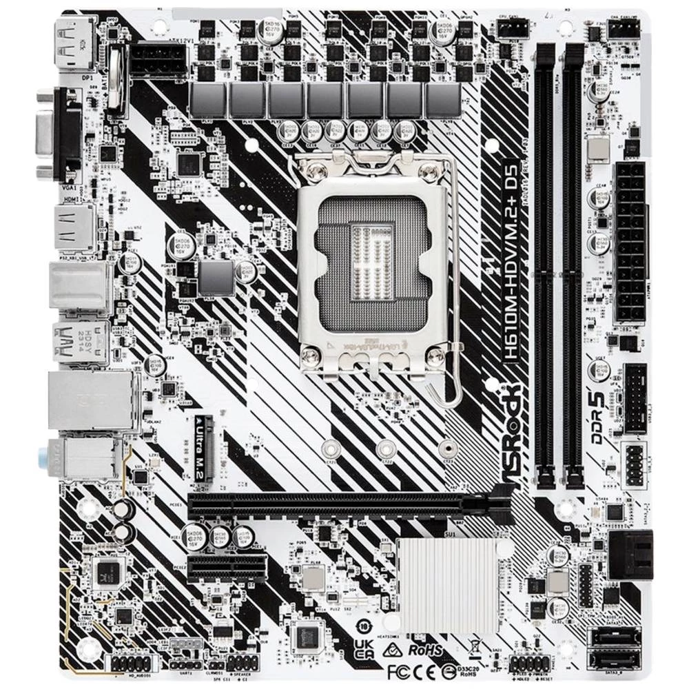 ASRock H610M-HDV/M.2+ D5 matična ploča Baza Intel® 1700 Faktor oblika (detalji) Micro-ATX Set čipova matične ploče Intel slika