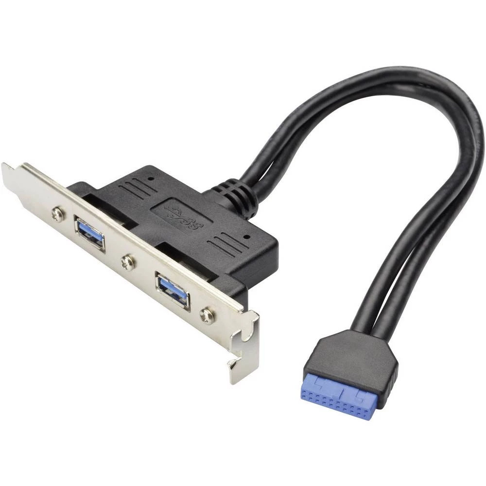 Digitus USB 3.0 Priključni kabel [2x Ženski konektor USB 3.0 tipa A - 1x 19-polni interni ženski konektor USB 3.0] 0.25 m Crna slika