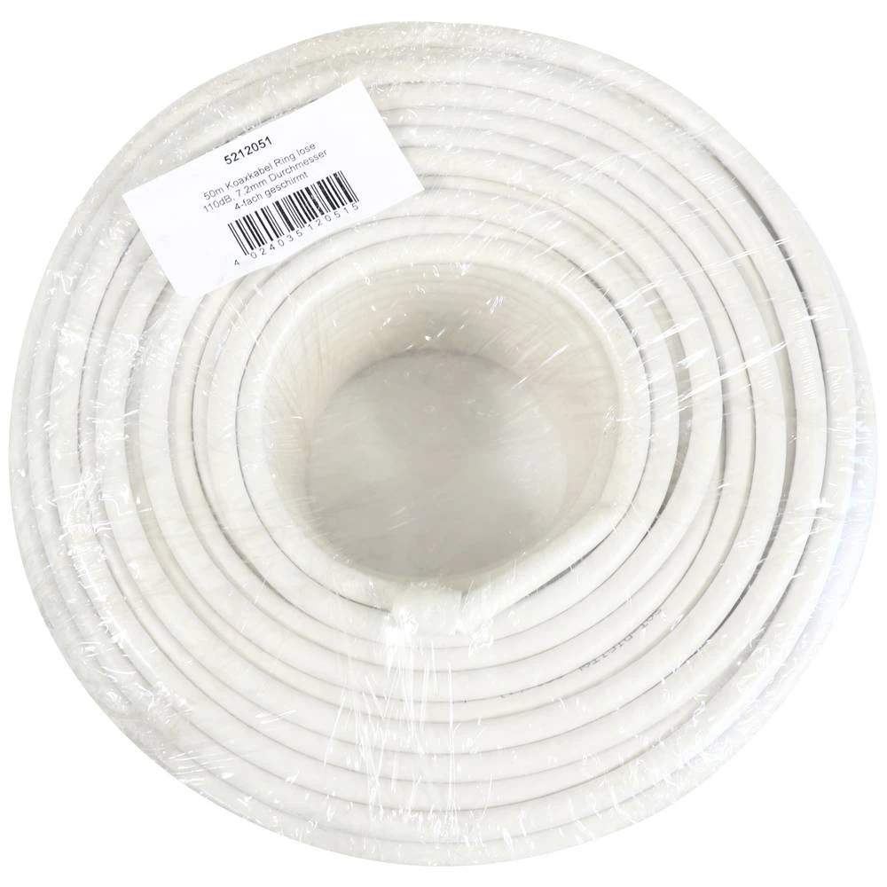 Telestar 5212051 koaksialni kabel Vanjski promjer: 7.2 mm bijela 50 m slika