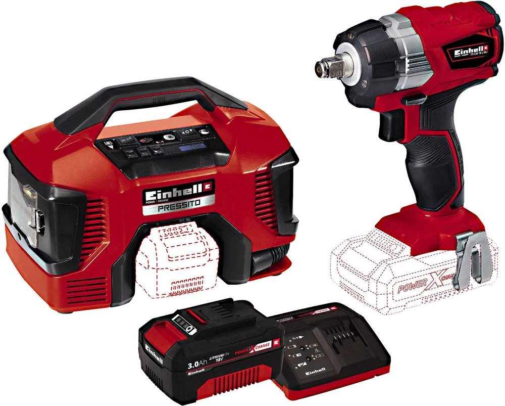 Einhell Power X-Change Akumulatorski udarni odvijač 18 V 3 Ah Li-Ion uklj. aku baterija, uklj. Hybrid-Kompresor slika