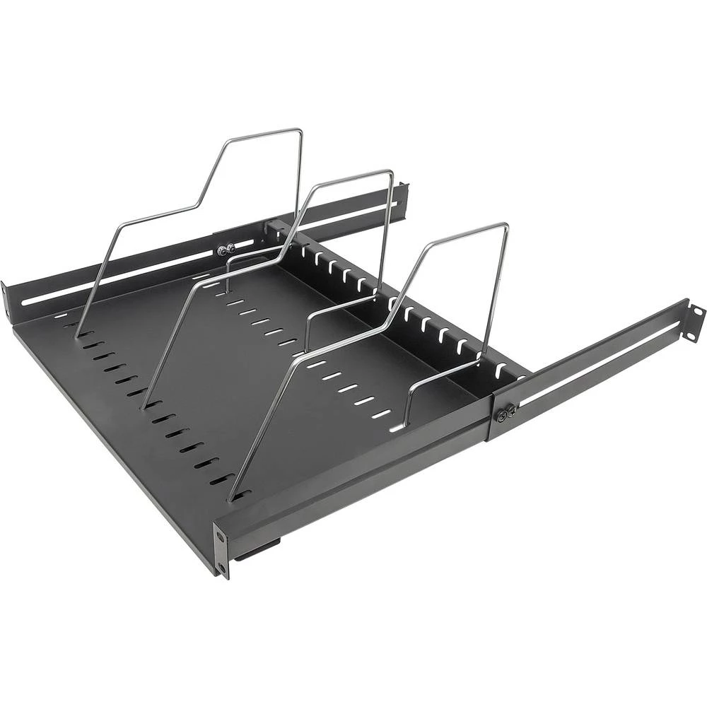 19 " Polica za uređaje mrežnog ormara 1 U Intellinet 714761 Prikladno za dubinu ormara: od 600 mm Crna (RAL 9005), Srebrna slika