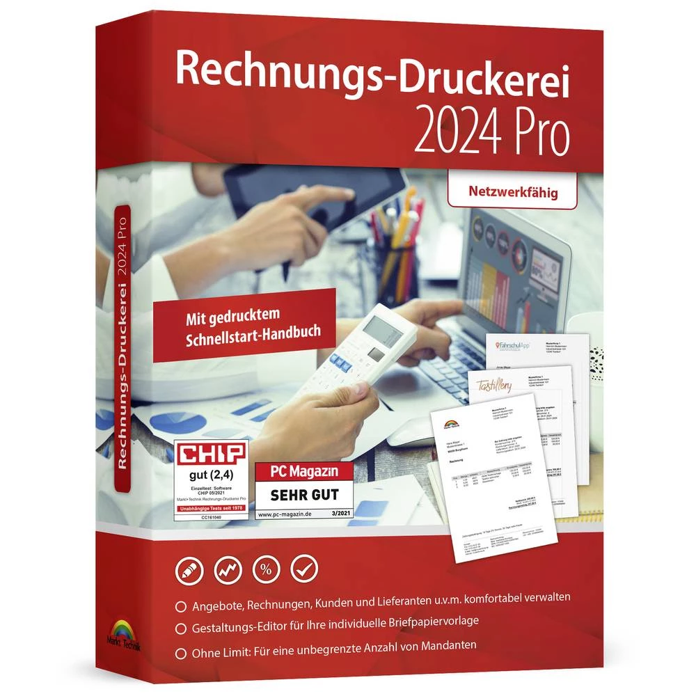 Markt & Technik Rechnungs-Druckerei 2024 Pro puna verzija 1 licenca Windows financijski softver slika