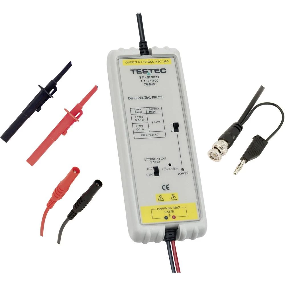 Diferencijalna sonda Kalibriran po ISO 70 MHz 10:1, 100:1 700 V Testec TT-SI 9071 slika