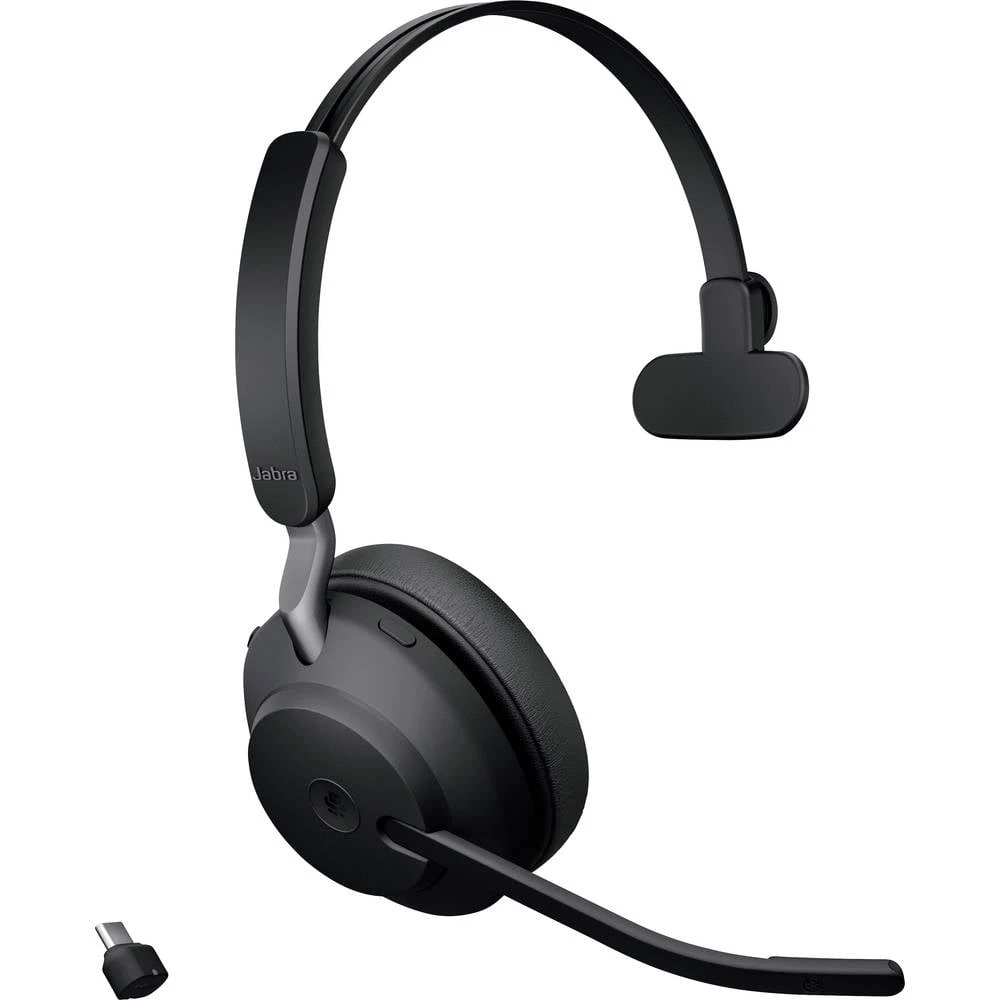 Jabra Evolve2 65 monaural telefon On Ear Headset Bluetooth® stereo crna kontrola glasnoće, indikator napunjenosti bateri slika