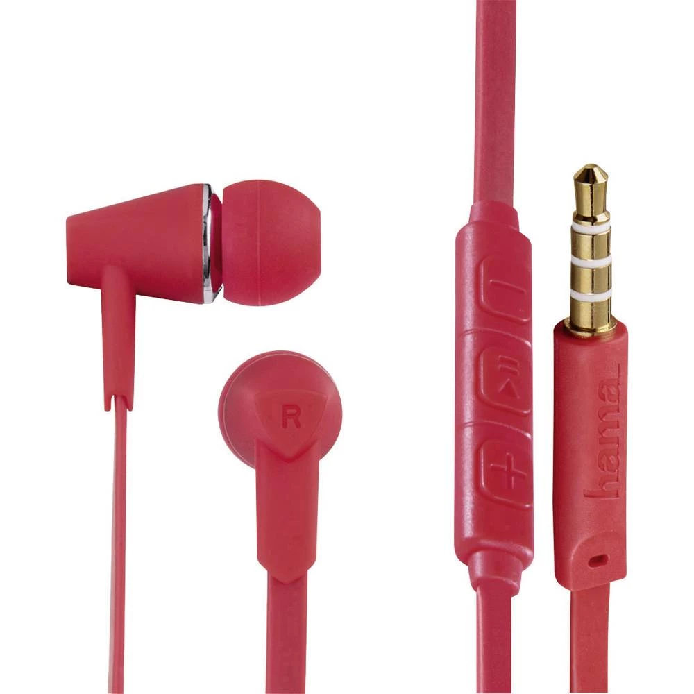 Naglavne slušalice Hama Joy U ušima Slušalice s mikrofonom, Kontrola glasnoće Crvena slika