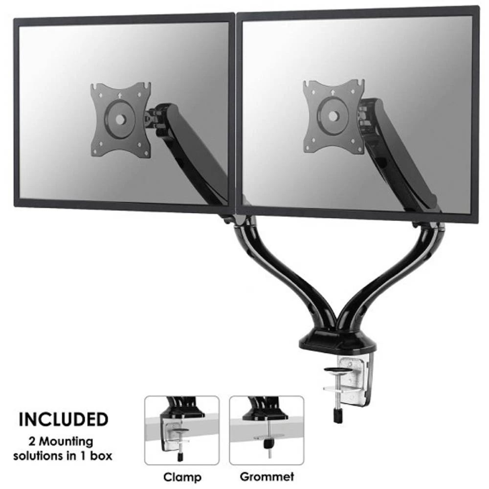 Stolni nosač za monitor 25,4 cm (10") - 68,6 cm (27") Nagibni i okretni NewStar NM-D500DBLACK slika