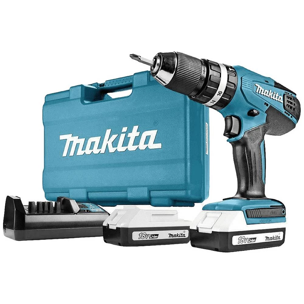 Makita  HP457DWE10 akumulatorska bušilica  18 V 1.1 Ah li-ion uklj. 2 akumulatora, uklj. kofer, uklj. punjač slika