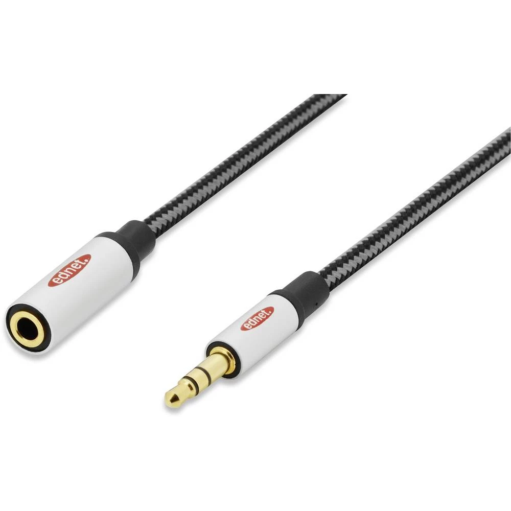 Utičnica Audio Priključni kabel [1x 3,5 mm banana utikač - 1x Priključna doza za 3,5 mm banana utikač] 3 m Crna, Srebrna Jednost slika