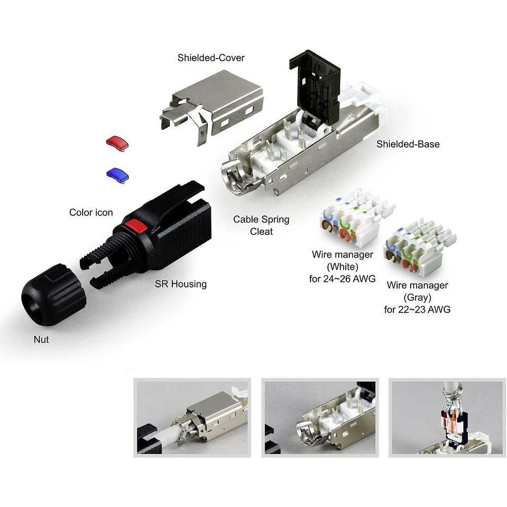 Lindy RJ45 utikač STP Cat.6A Premium, ugradiv na terenu LINDY  mreža adapter slika