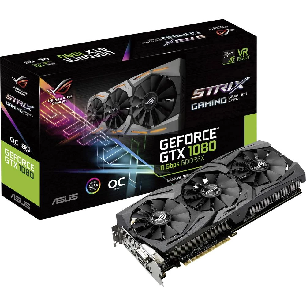 Grafička kartica Asus Nvidia GeForce GTX1080 Strix 8 GB GDDR5X-RAM PCIe x16 HDMI&trade;, DVI, DisplayPort slika