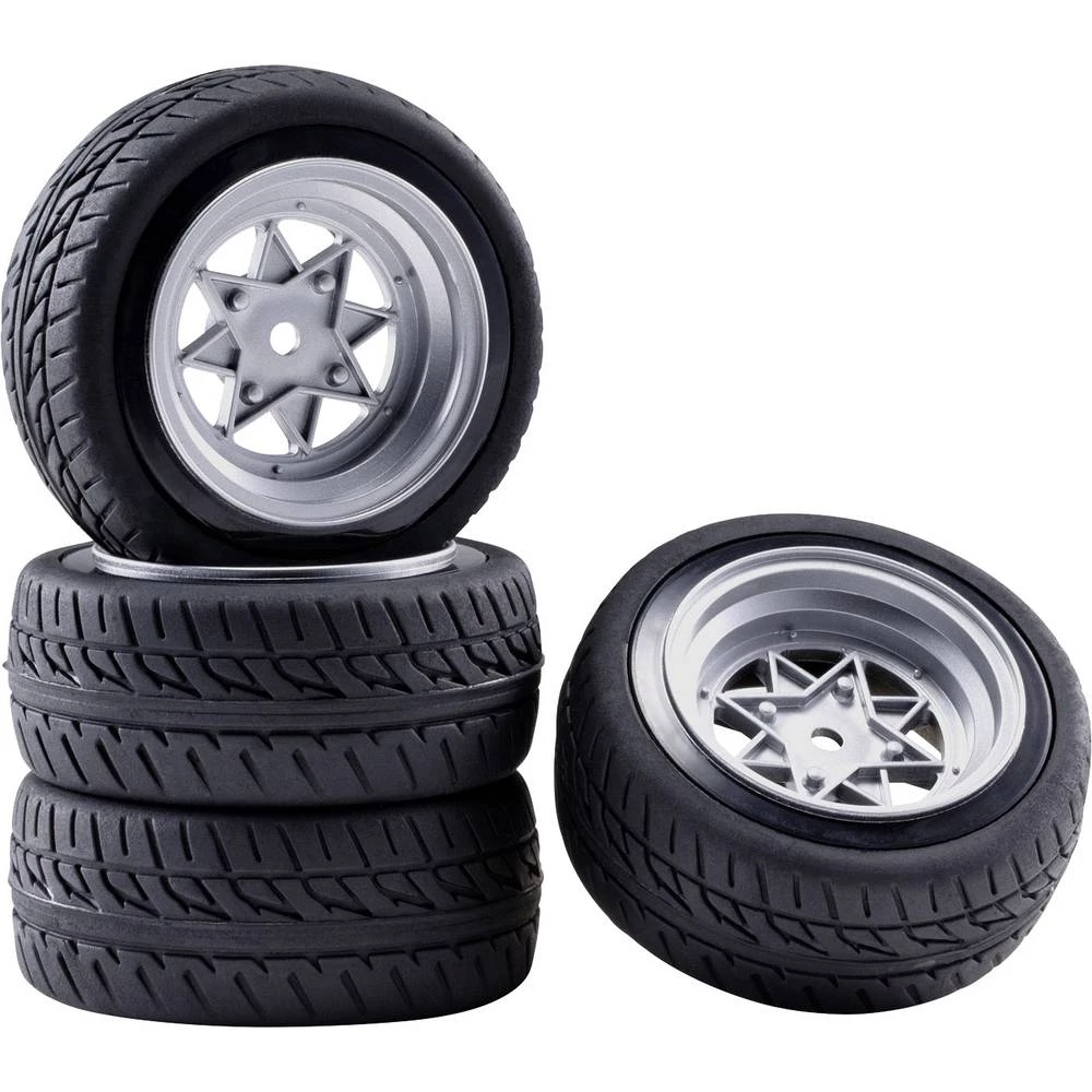 Reely 1:10 Cestovni model Kompletni kotači Racing Zvijezda Srebrna (metalik) 4 ST slika