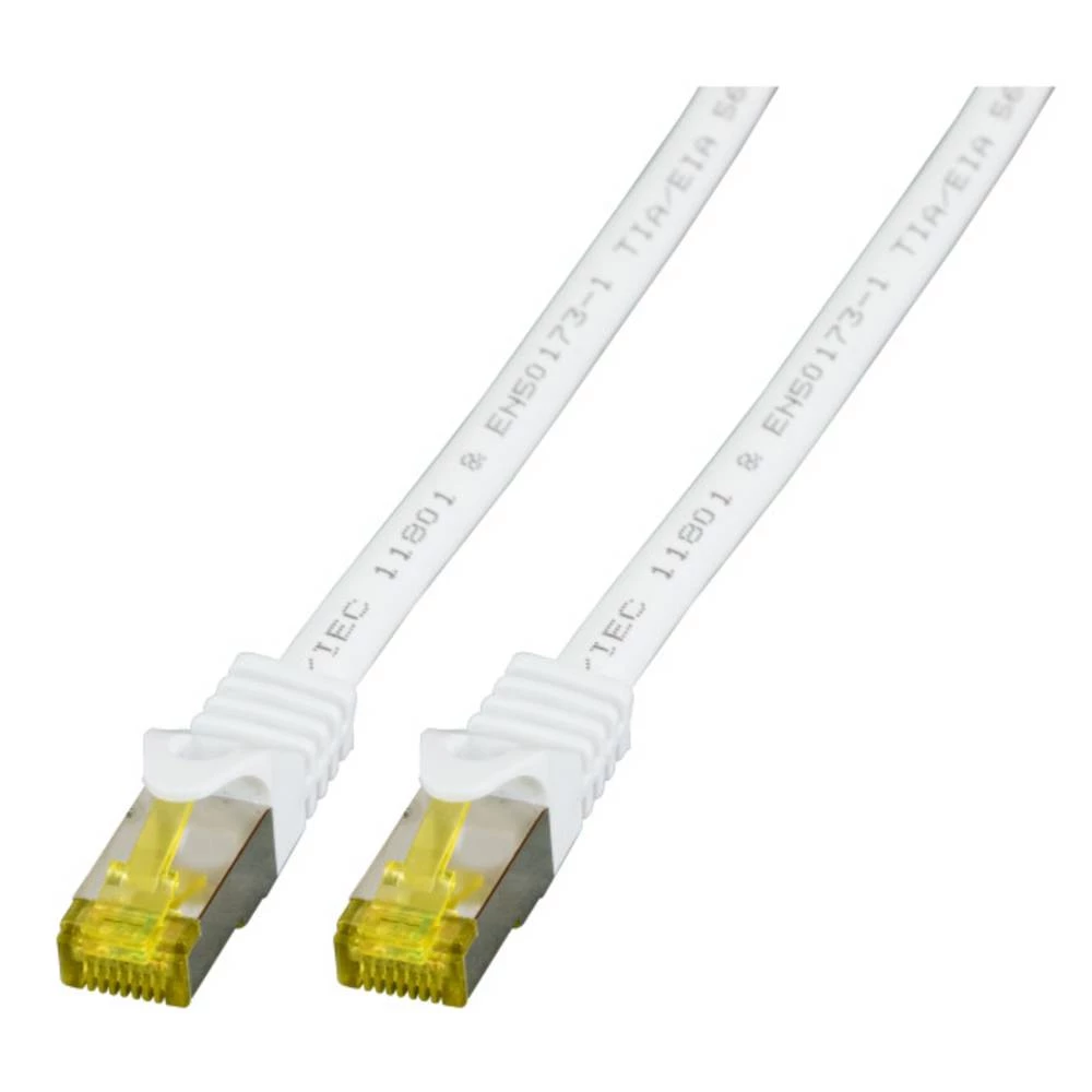 LAN (RJ45) Mreža Priključni kabel CAT 6a (sirovi kabel CAT 7) S/FTP 15 m Bijela Vatrostalan, Bez halogena, sa zaštitom za nosić, slika