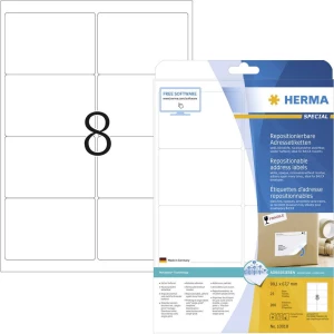 Herma 10018 Etikete 99.1 x 67.7 mm Papir Bijela 200 ST Ponovno ljepljenje Naljepnice za adrese, Univerzalne naljepnice Tinta, La slika