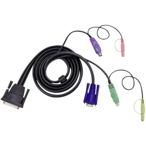 KVM Priključni kabel [1x 25-polni muški konektor D-SUB - 1x Muški konektor VGA, Muški konektor PS/2, Muški konektor PS/2, 3,5 mm slika