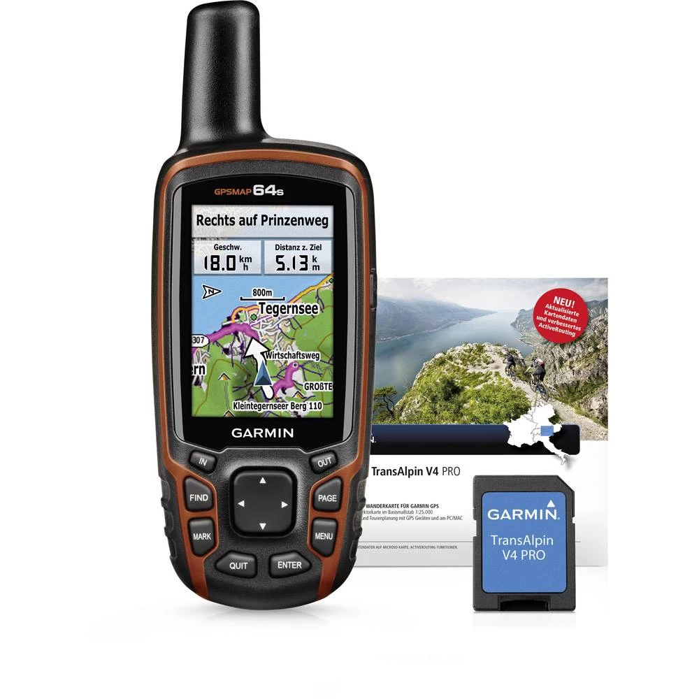 Garmin GPSMap 64s + TOPO Deutschland V8 Pro Vanjska navigacija Hodanje, Bicikliranje Njemačka, Austrija, Švicarska GLONASS, GPS, slika