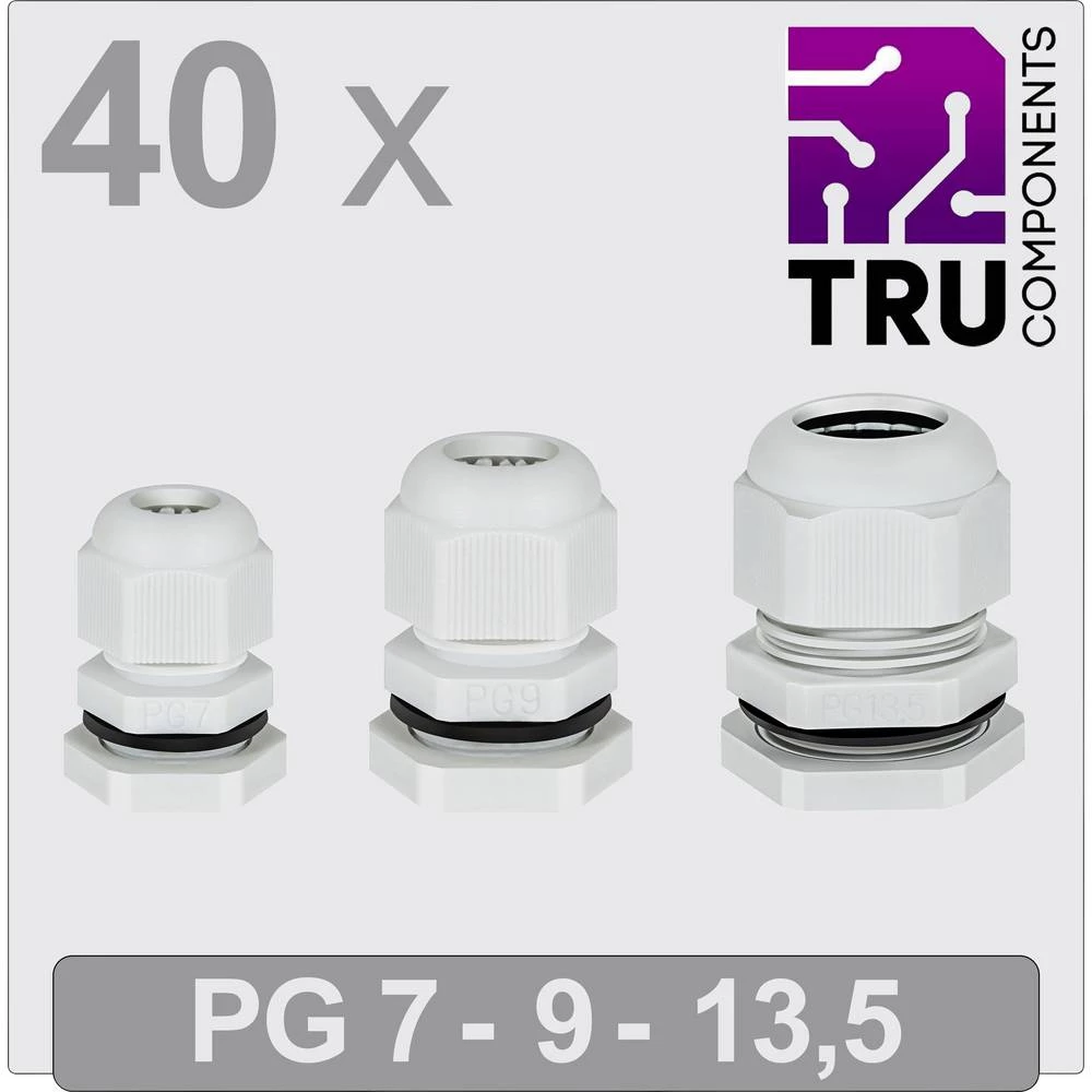 TRU COMPONENTS TC-13448364 kabelska uvodnica  PG7, PG9, PG13  poliamid siva 40 St. slika