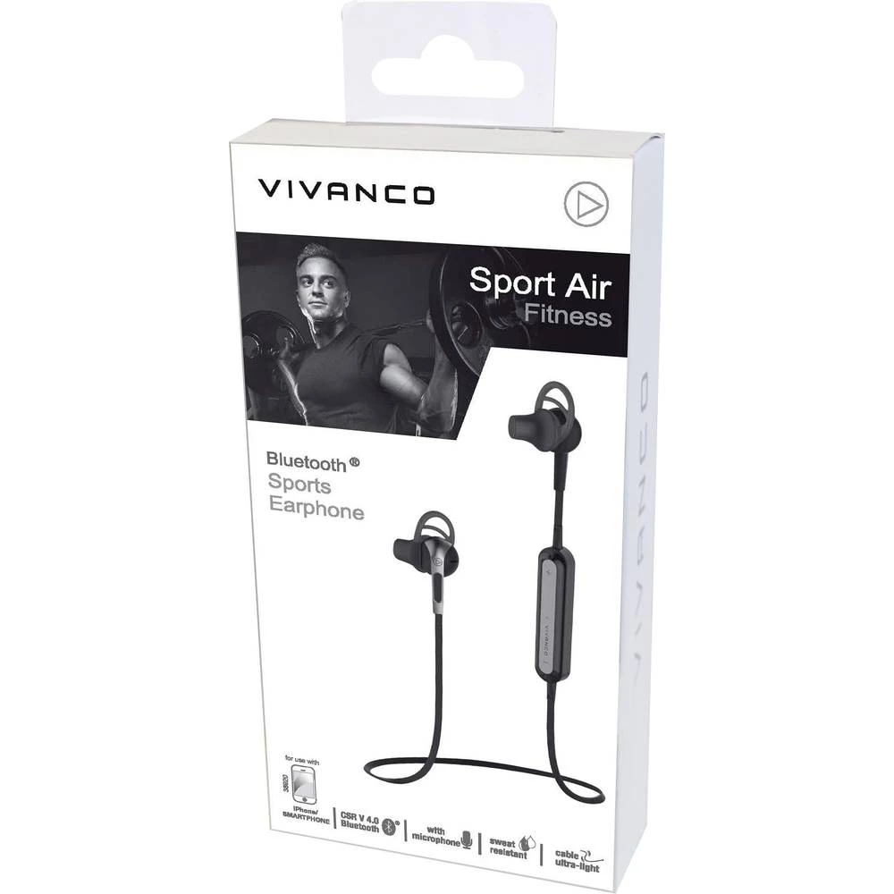 Bluetooth&reg; Sportske Stereo-slušalice Vivanco SPORT AIR FITNESS Otporne na znojenje Crna slika