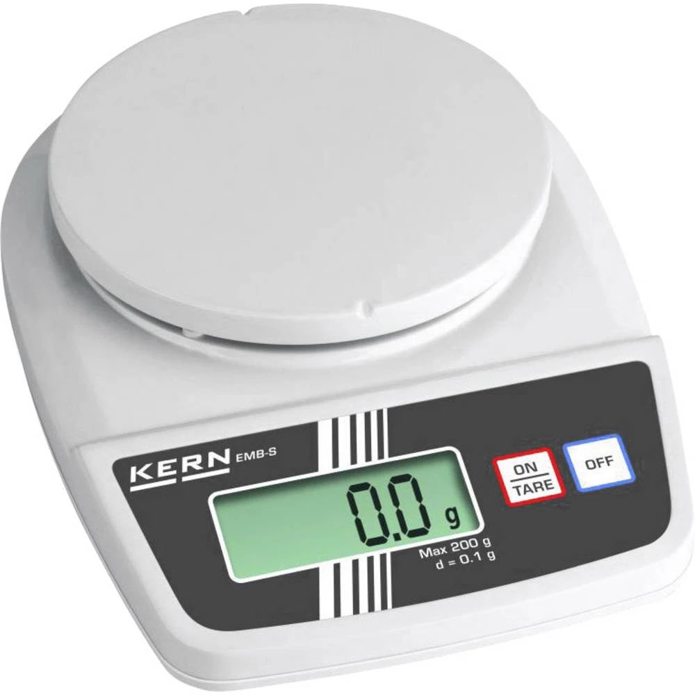 Kompaktna vaga Kern EMB 200-1S Opseg mjerenja (kg) 200 g Mogućnost očitanja 0.1 g baterijski pogon Bijela, Siva slika