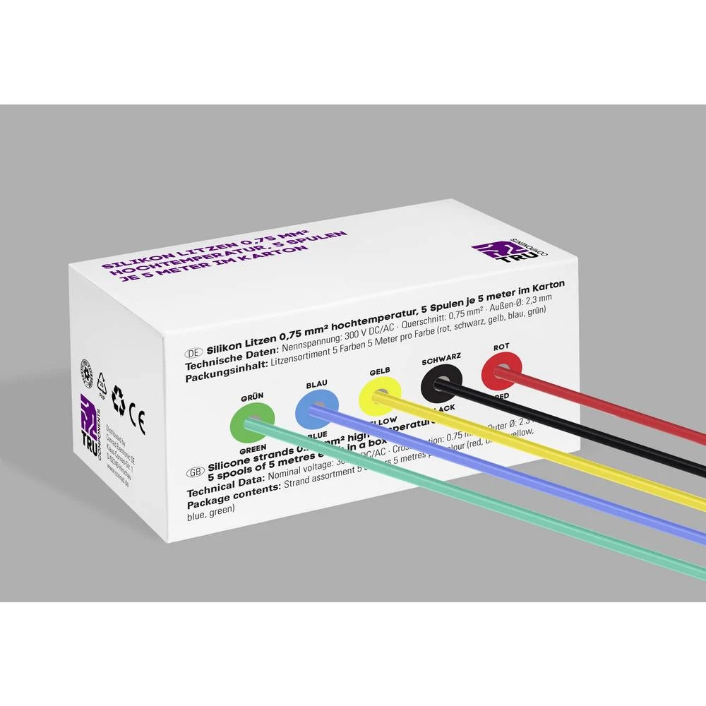 TRU COMPONENTS TC-14085024 silikonska žica 0.75 mm² crvena, crna, žuta, plava boja, zelena 1 Set slika