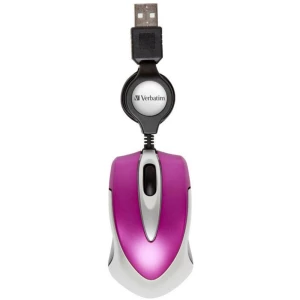 Verbatim Go Mini USB miš Optički S kabelskim kolutom za uvlačenje Ružičasta slika
