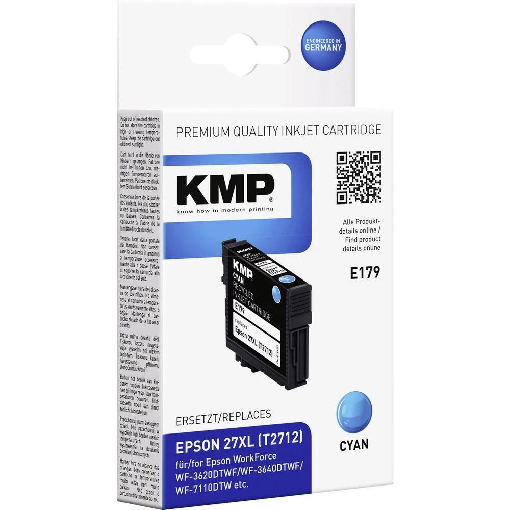 KMP Tinta zamijena Epson T2712, 27XL Kompatibilan Cijan E179 1627,4003 slika