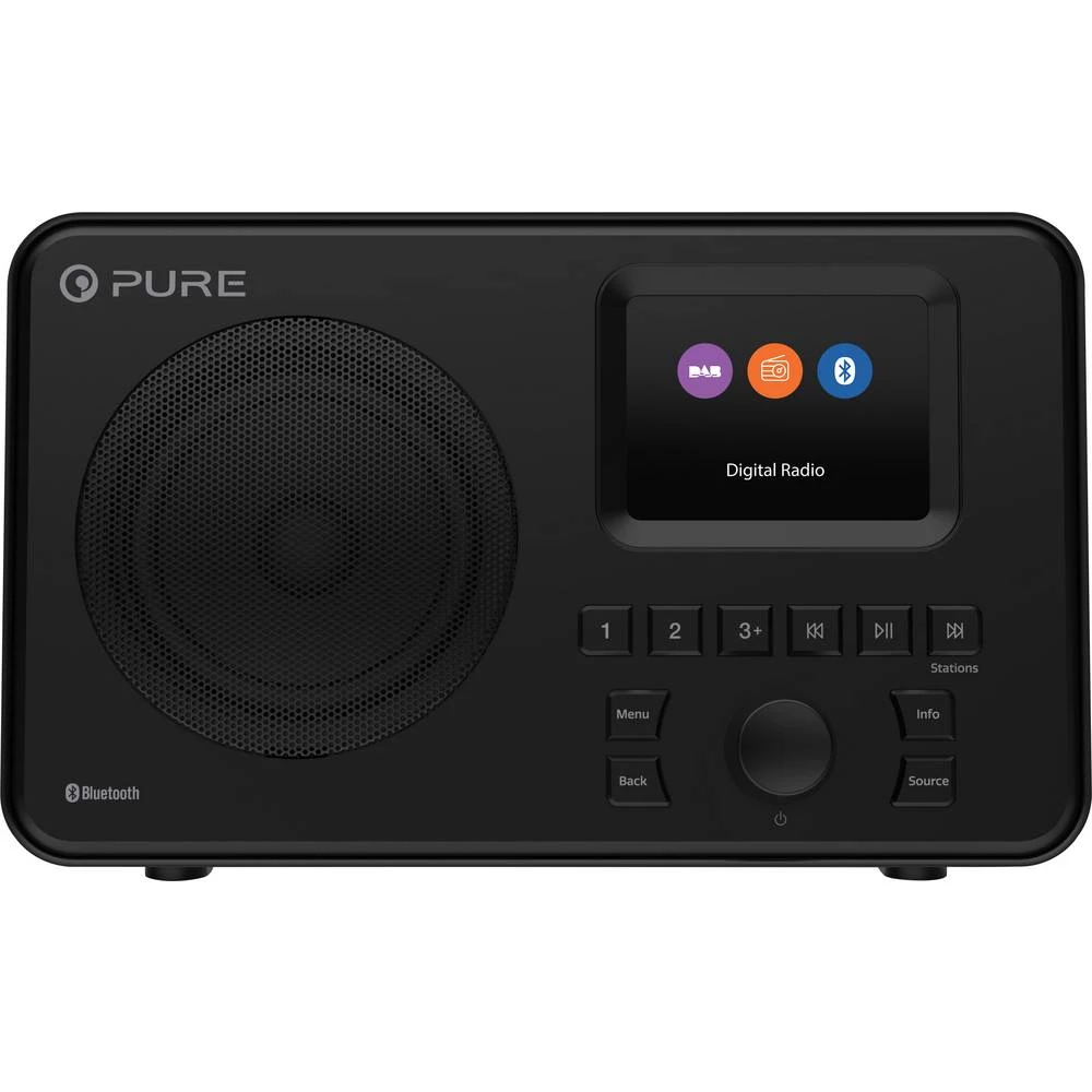 Pure    Elan One    desktop radio    DAB+ (1012), ukw    aux, Bluetooth, DAB+, ukw        funkcija alarma    crna slika