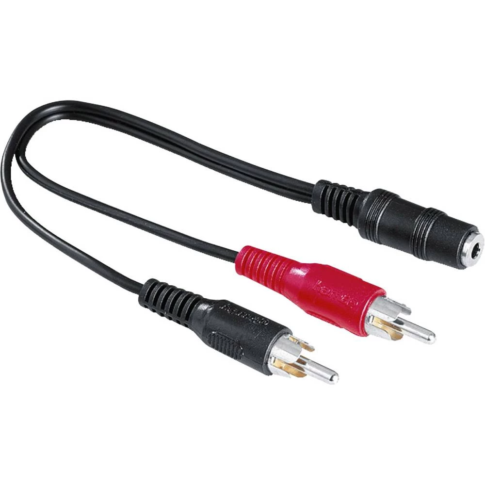 Cinch / Utičnica Audio Adapter [2x Muški cinch konektor - 1x Priključna doza za 3,5 mm banana utikač] Crna Hama slika