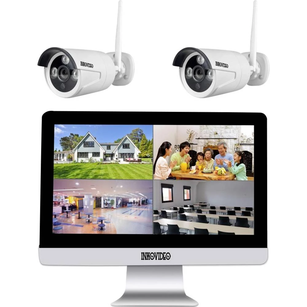 Inkovideo INKO-WM-222 iwm222 WLAN ip-set sigurnosne kamere 4-kanalni s 2 kamere 1920 x 1080 piksel slika