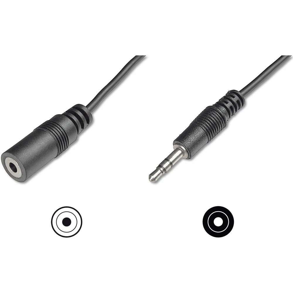 Digitus AK-510200-030-S utičnica audio priključni kabel [1x 3,5 mm banana utikač - 1x priključna doza za 3,5 mm banana utikač] 2.50 m crna jednostruko oklopljeni kabel, okrugli slika