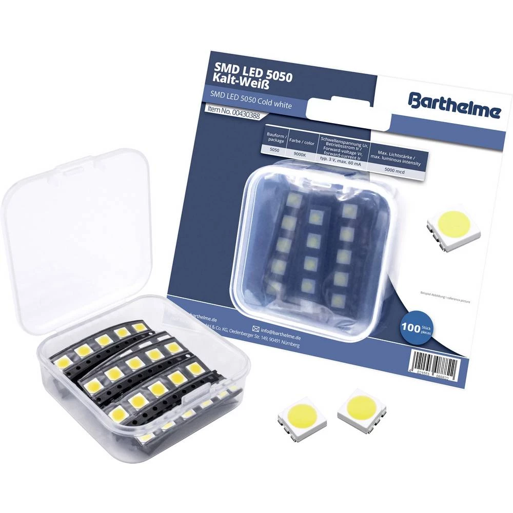 Barthelme SMD LED 5050 Hladno-bijela 7000 mcd 120 ° 60 mA 3 V Bulk slika