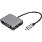 Digitus DA-70827 DisplayPort / RGB / USB-C® adapter [1x USB-C® - 2x ženski konektor DisplayPort, ženski konektor VGA] crna sa zaštitom, okrugli 0.2 m