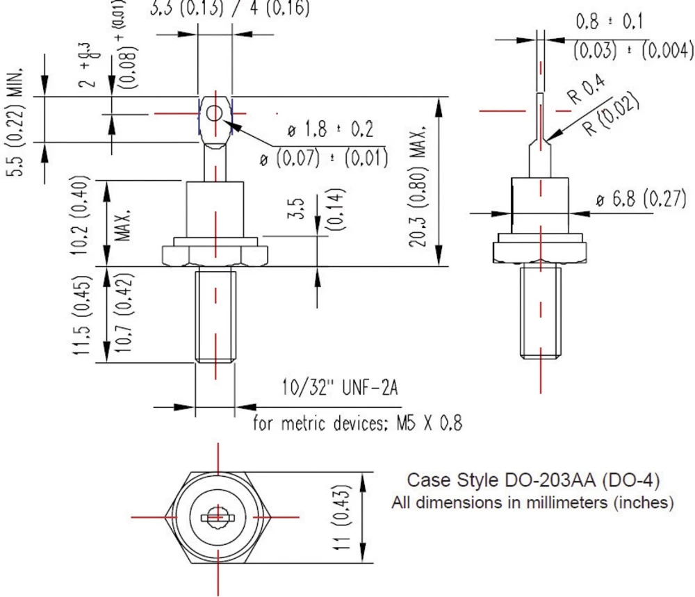 12F10 DIODA, STD. RECOVERY DO-4 International Rectifier Vishay slika