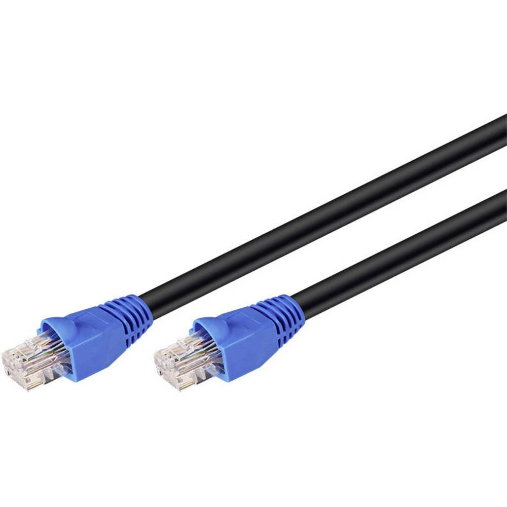 LAN (RJ45) Mreža Priključni kabel CAT 6 U/UTP 15 m Crna Goobay slika