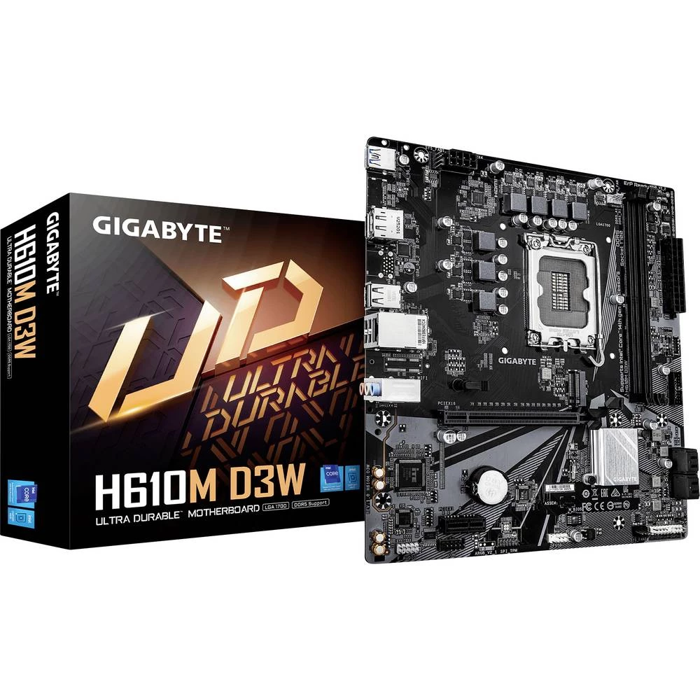 Gigabyte H610M D3W matična ploča Baza Intel® 1700 Faktor oblika (detalji) Micro-ATX Set čipova matične ploče Intel® H610 slika