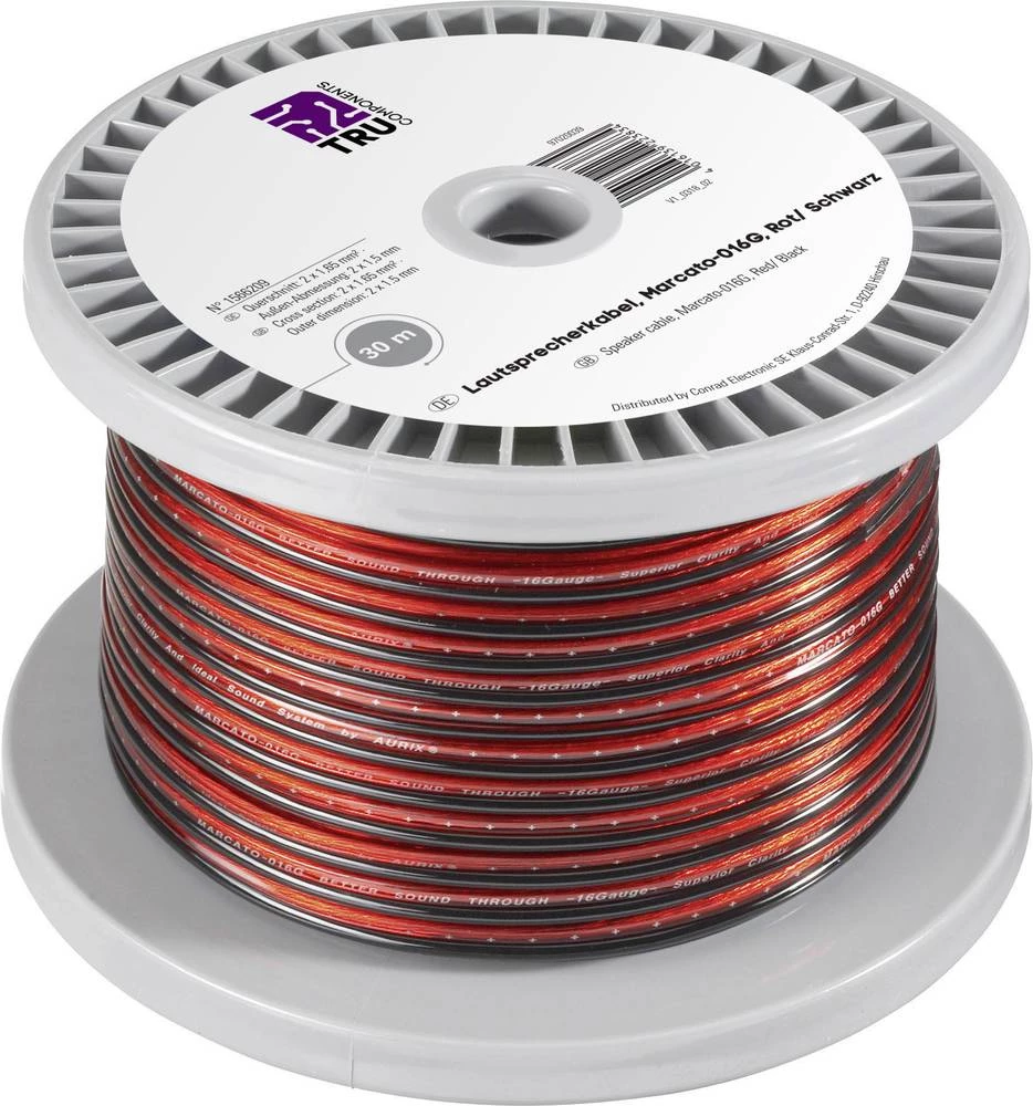 Zvučnički kabel 2 x 1.65 mm&sup2; Crvena, Crna TRU COMPONENTS 1566209 30 m slika