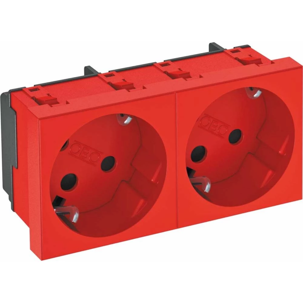 OBO Bettermann 6120304 Kabelske kanalice Utičnica 33 stupnja, 2-struki kontakt za uzemljenje, bakalar. Crvena slika