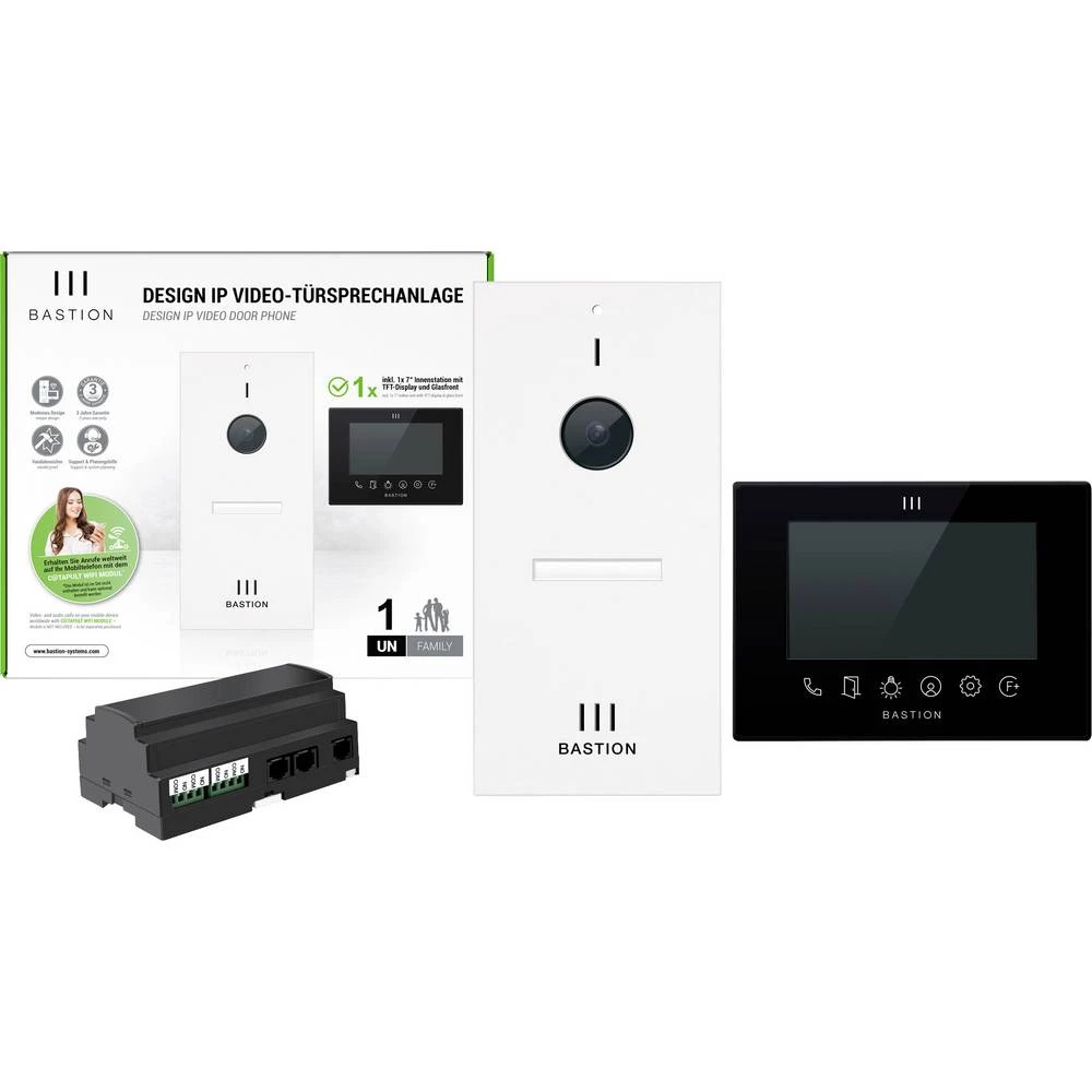 Bastion BA.KIT.UN.WHT.BLK video portafon za vrata lan vanjska jedinica, unutarnja jedinica 1 obiteljska kuća bijela, crn slika