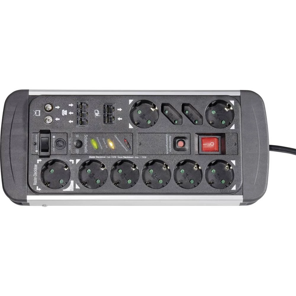 master/slave razdjelna letva 10-struki crna, aluminij boja utičnica 1 St. slika