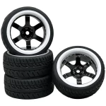 Reely 1:10 cestovni model, sportski automobil  kompletni kotači Racing 6 krakova crno-bijela 4 St.