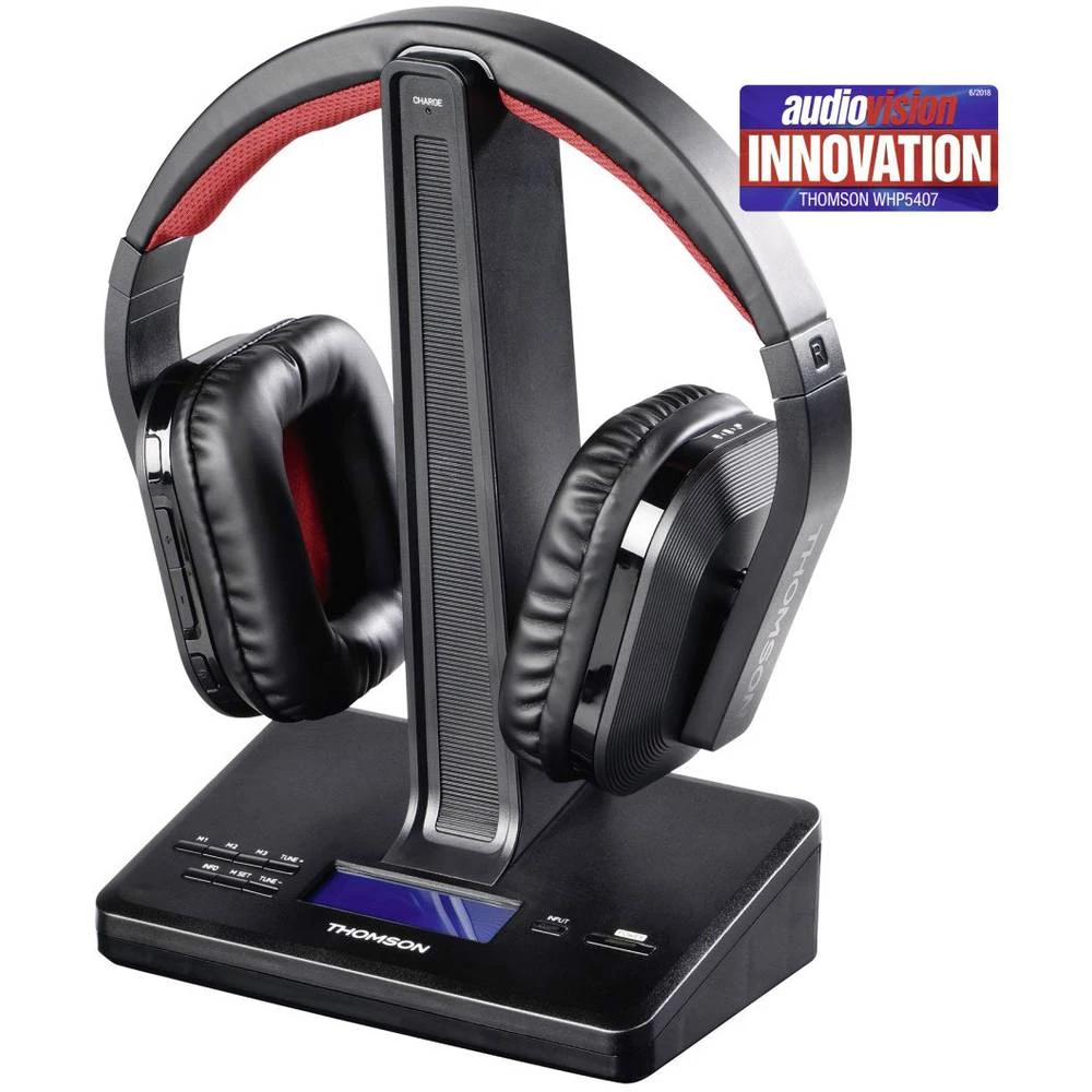 Bežični TV Naglavne slušalice Thomson WHP5407 Preko ušiju Kontrola glasnoće, DAB+ radio Crna, Crvena slika