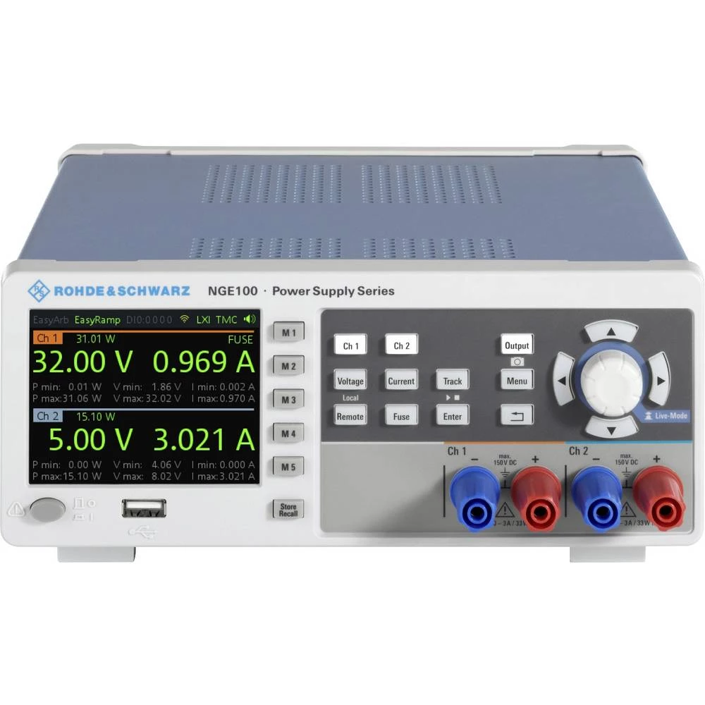 Rohde & Schwarz NGE-COM3A laboratorijsko napajanje, podesivo 0 - 32 V 3 A (max.) 100 W USB, lan, WLAN Broj izlaza 3 x slika