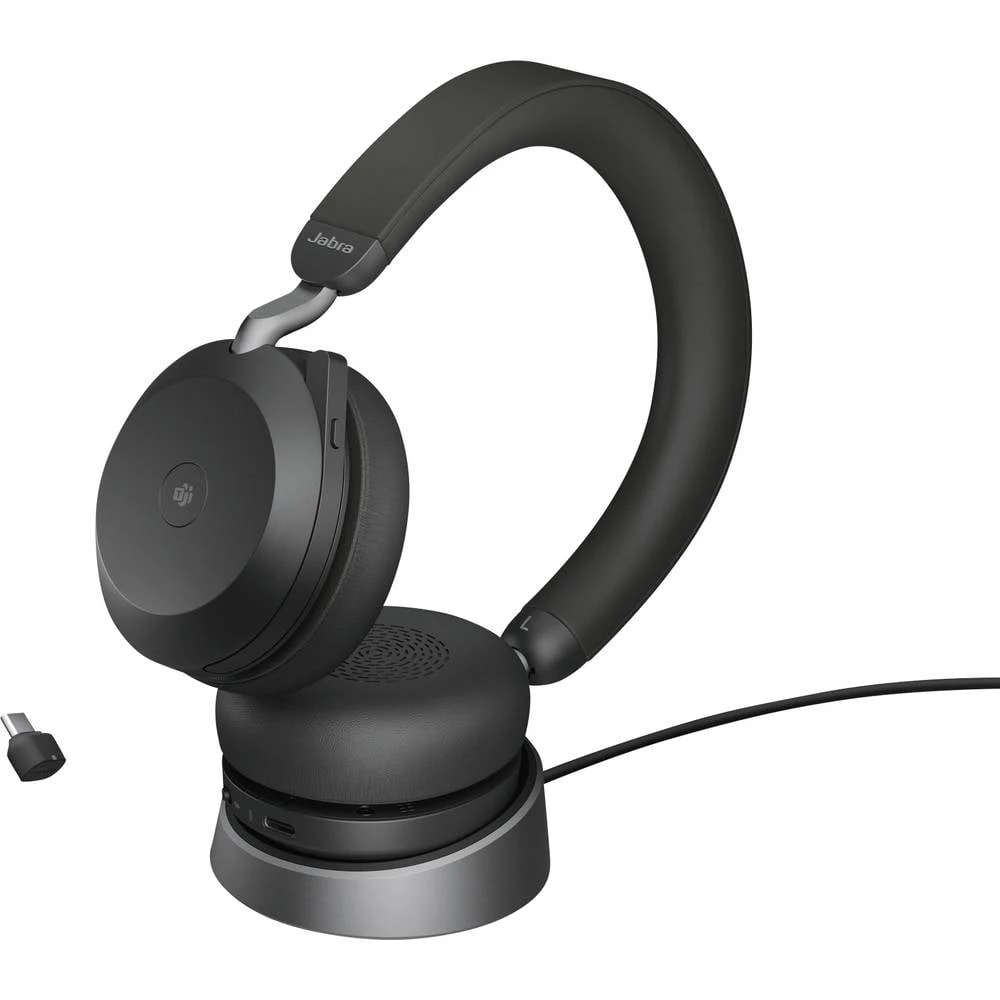 Jabra Evolve2 75 telefon On Ear Headset žičani crna indikator napunjenosti baterije, utišavanje mikrofona slika
