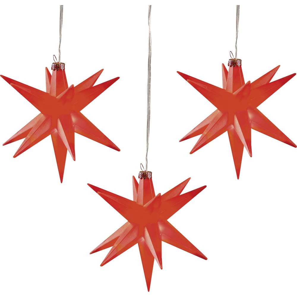 LED božićne zvijezde 3-dijelni komplet Toplo-bijela LED HGD CW62-1002 Crvena slika