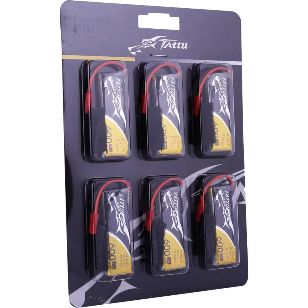 LiPo akumulatorski paket za modele 3.7 V 600 mAh Broj ćelija: 1 30 C Tattu Softcase BEC slika