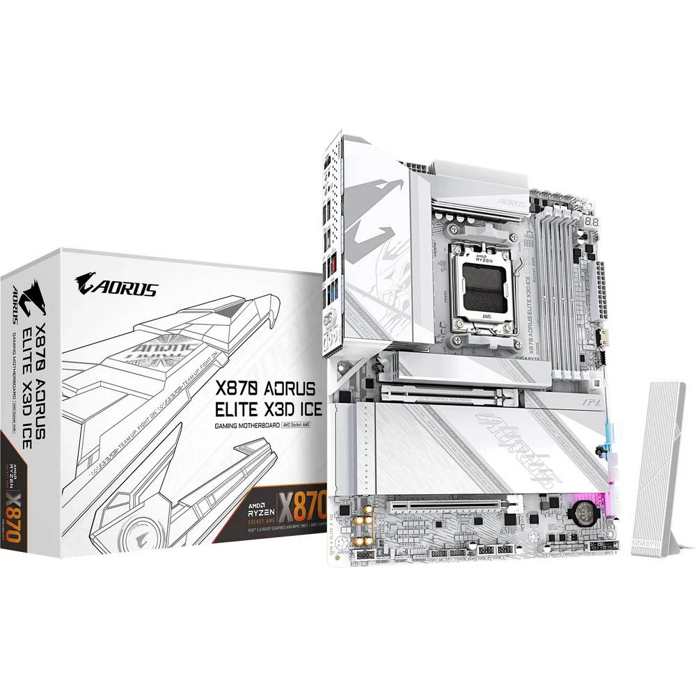 Gigabyte GA-X870 AORUS ELITE X3D ICE matična ploča Baza AMD AM5 Faktor oblika (detalji) ATX Set čipova matične ploč slika