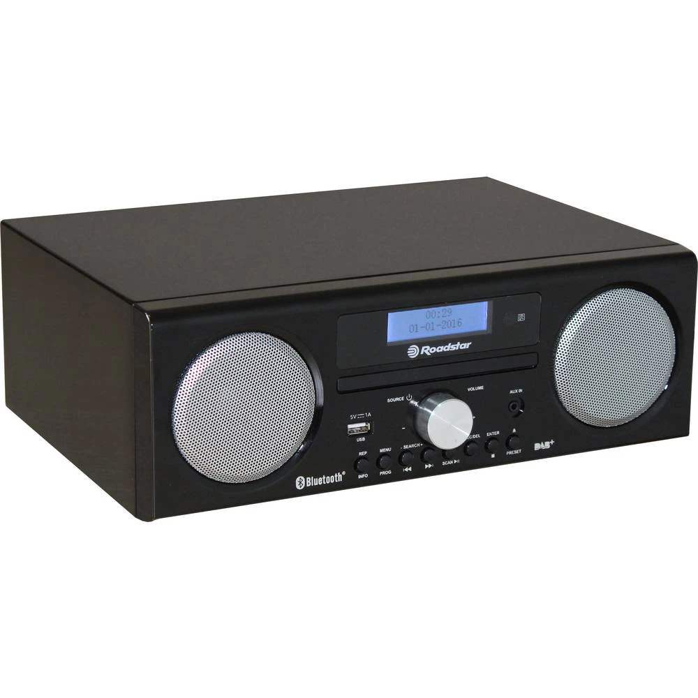 DAB+ (1012) Stolni radio Roadstar HRA-9D+BT AUX, Bluetooth, USB, UKW, CD Funkcija punjenja baterije, Funkcija snimanja Crna (sja slika