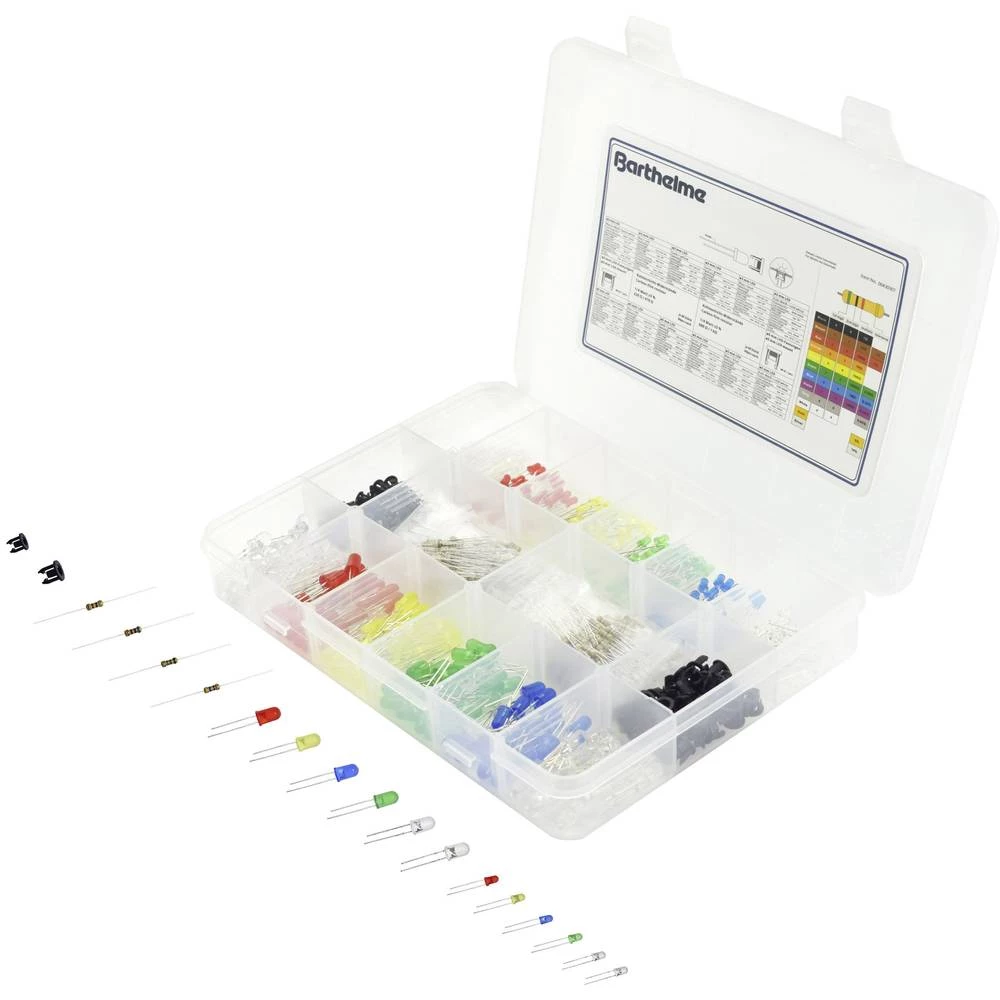 Barthelme LED komplet Crvena, Plava boja, Zelena, Žuta, Hladno-bijela, Toplo-bijela Okrugli 3 mm, 5 mm 120 mcd, 800 mcd, 2000 mc slika