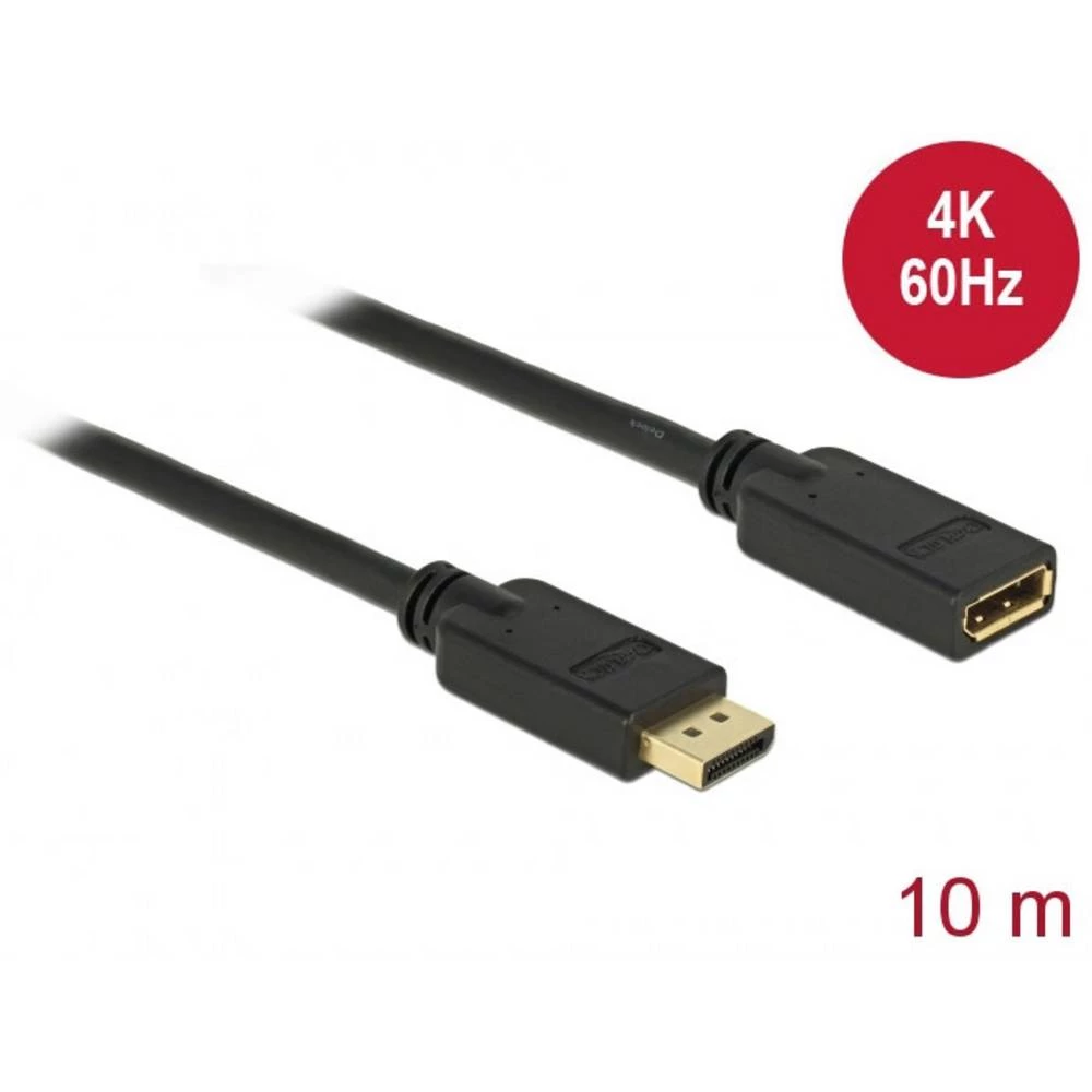 Delock DisplayPort produžetak 10.00 m 84907 pozlaćeni kontakti crna [1x muški konektor displayport - 1x ženski konektor slika